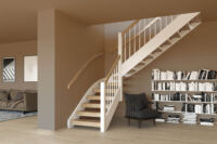 Sofie standard trapp parkettmønstret eik i trinn og håndløper Sofie standard trapp helstav eik